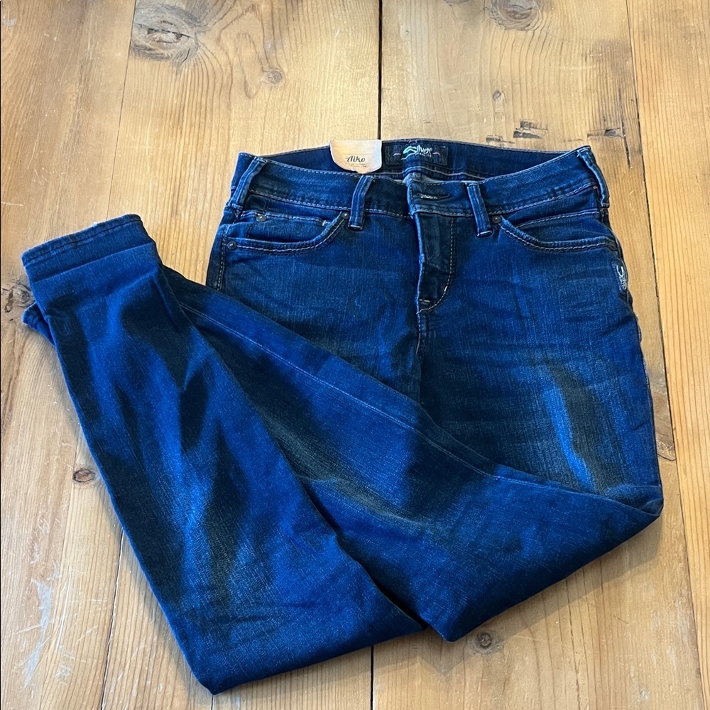 Dark Blue Women’s Skinny Jeans - Silver